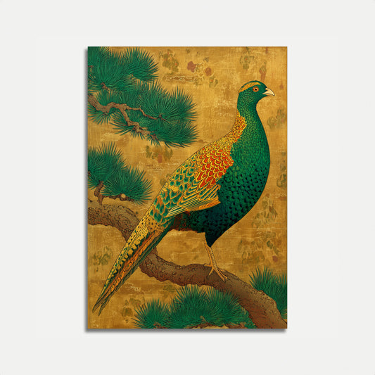 Faisan Vert sur Affiche Or