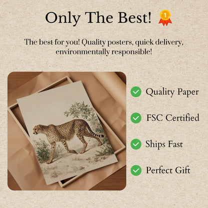 Elegante póster de vida silvestre de guepardo