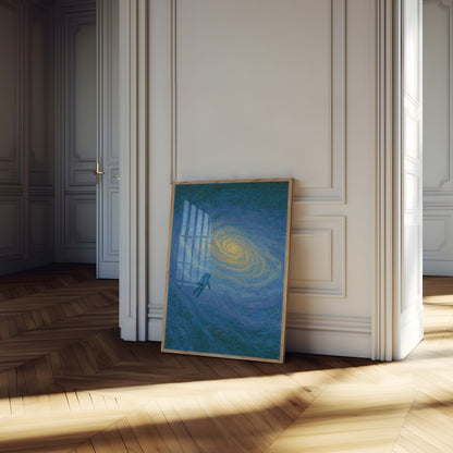 Astronaut in Cosmic Spiral Poster