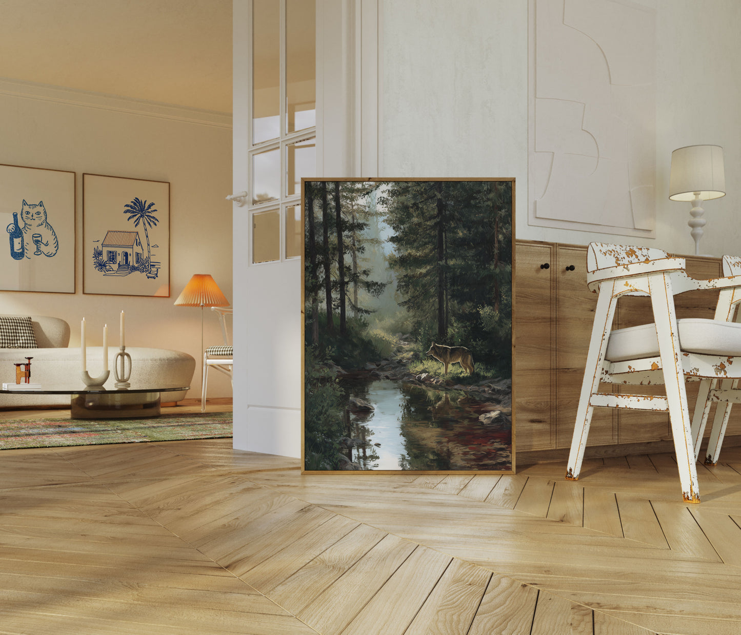 Lone Wolf Forest Stream Poster