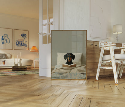 Dachshund Reading Book Poster