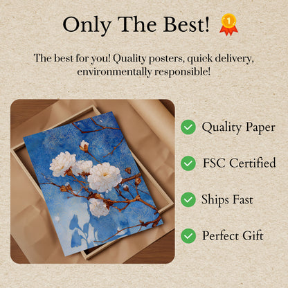 White Peonies Blue Sky Poster