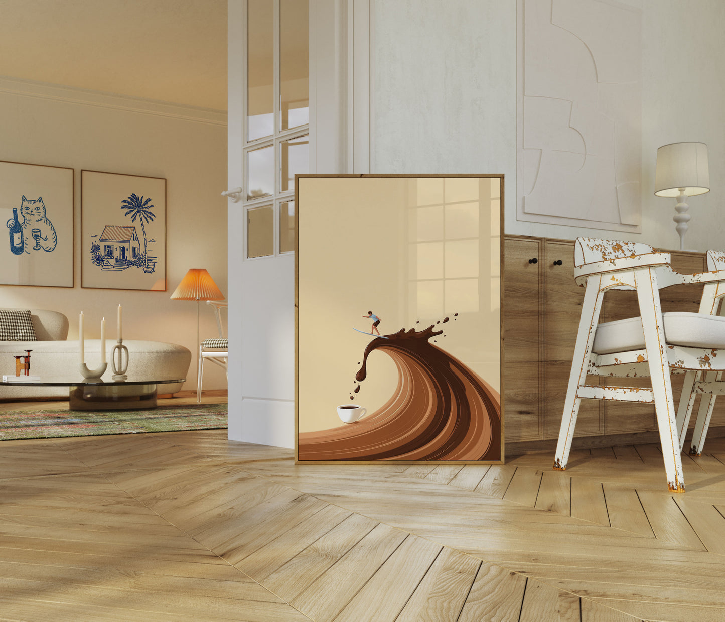 Coffee Wave Surfing Poster