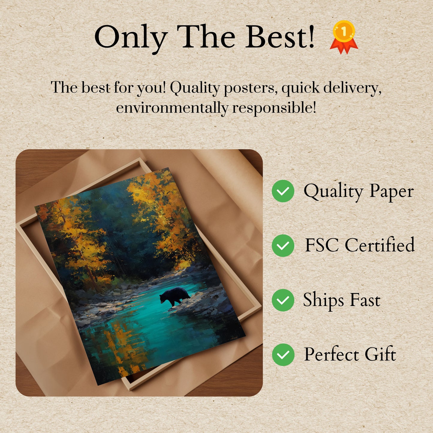 Oso junto al Arroyo Turquesa Póster