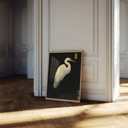Elegant White Egret Japanese Poster
