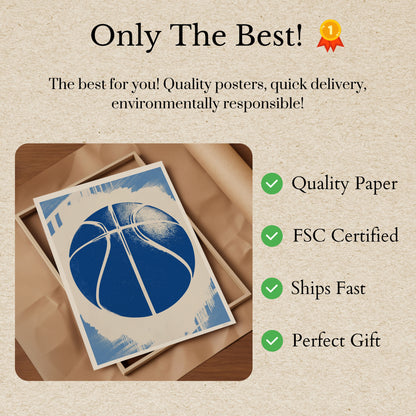 Blue Basketball Graphic Art Poster