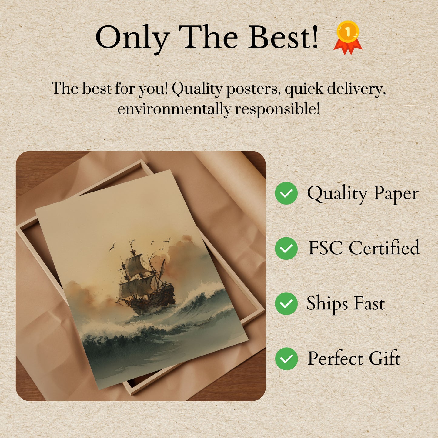 Poster Stormy Seas Zeilschip