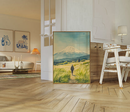 Solitary Journey Mount Fuji Poster