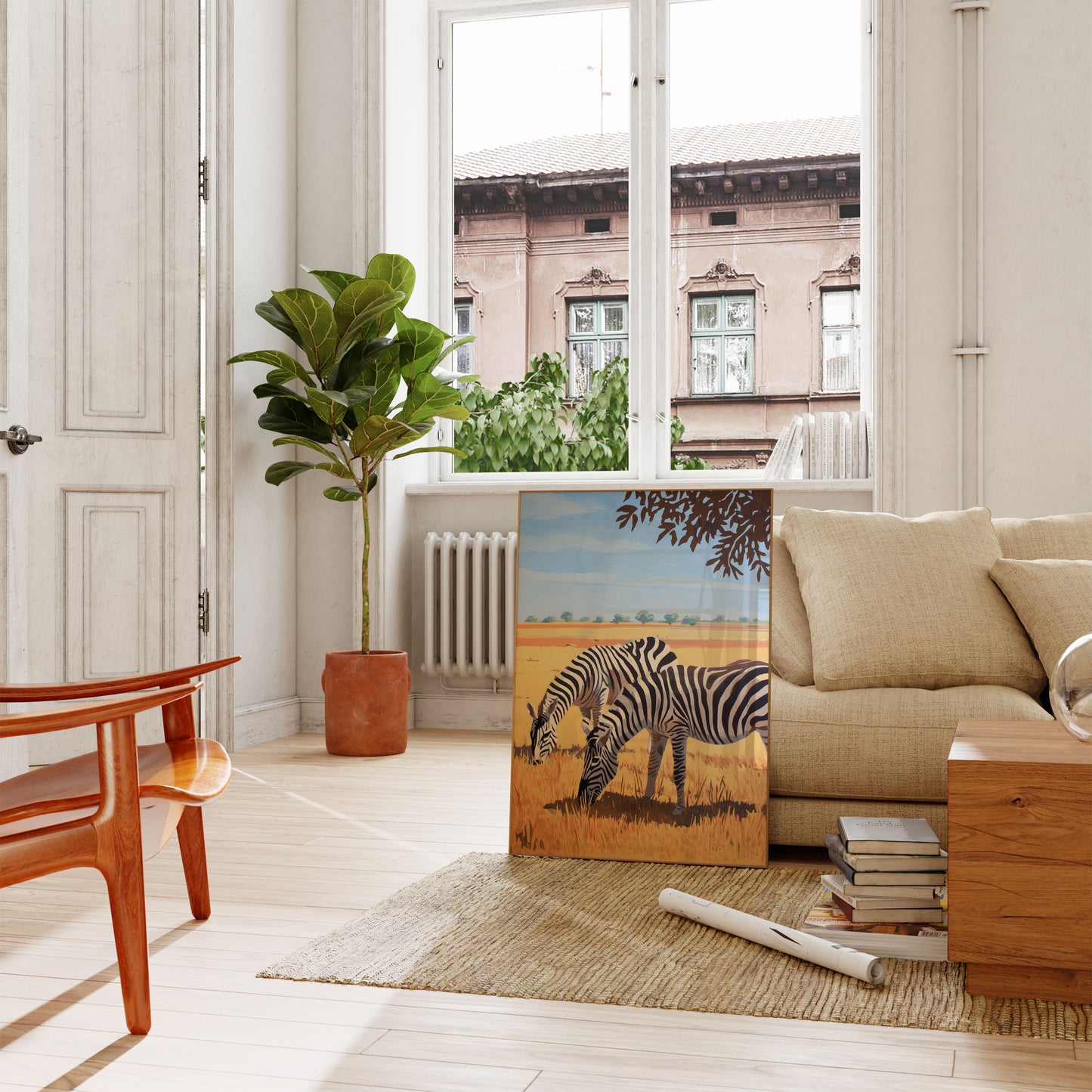 Póster de cebra de la sabana africana