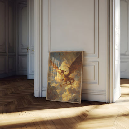 Póster de Dragón llameante en las nubes