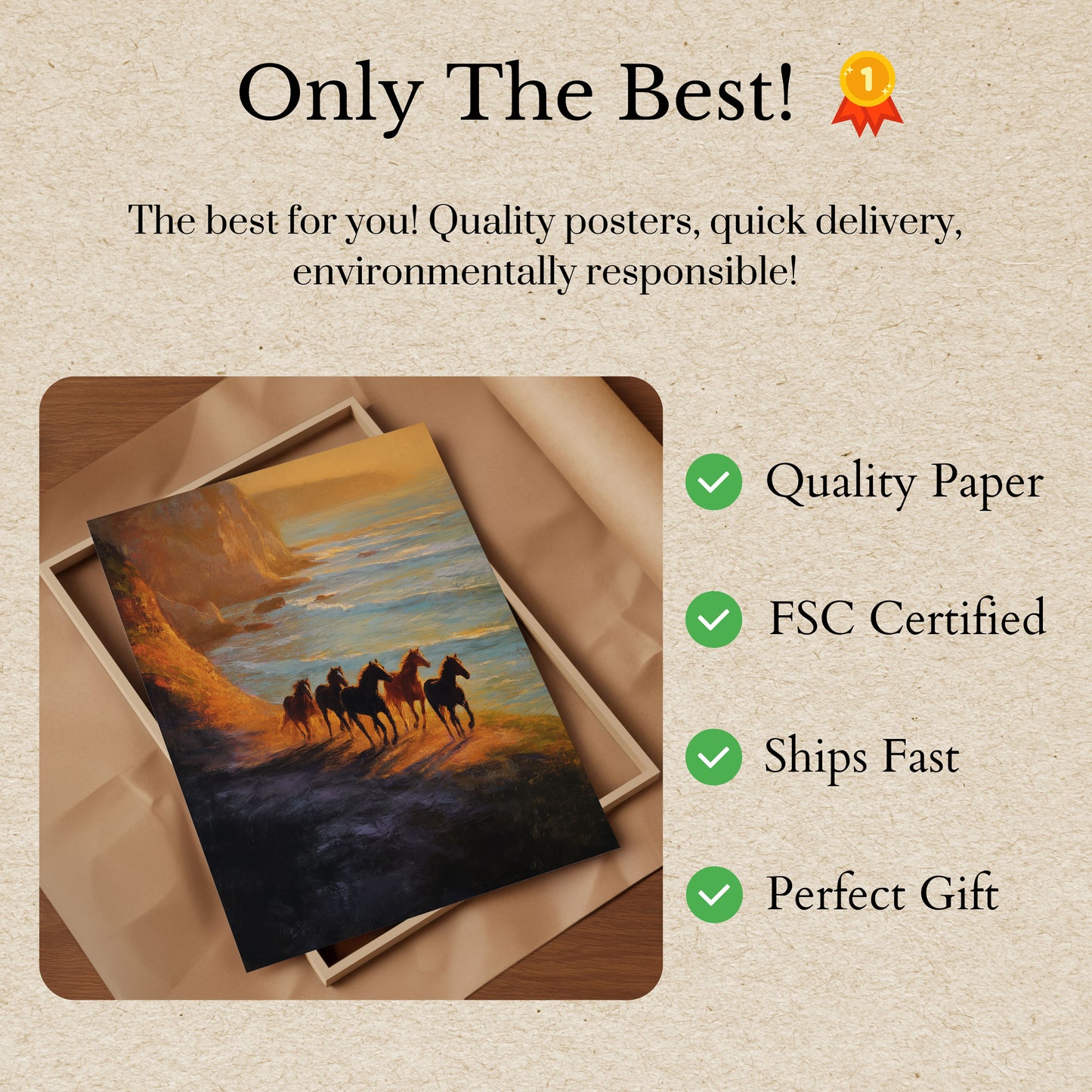 Wild Horses Beach Sunset Poster