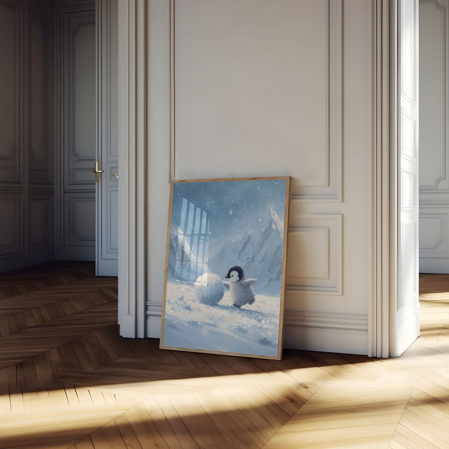 Playful Penguin Snow Day Poster