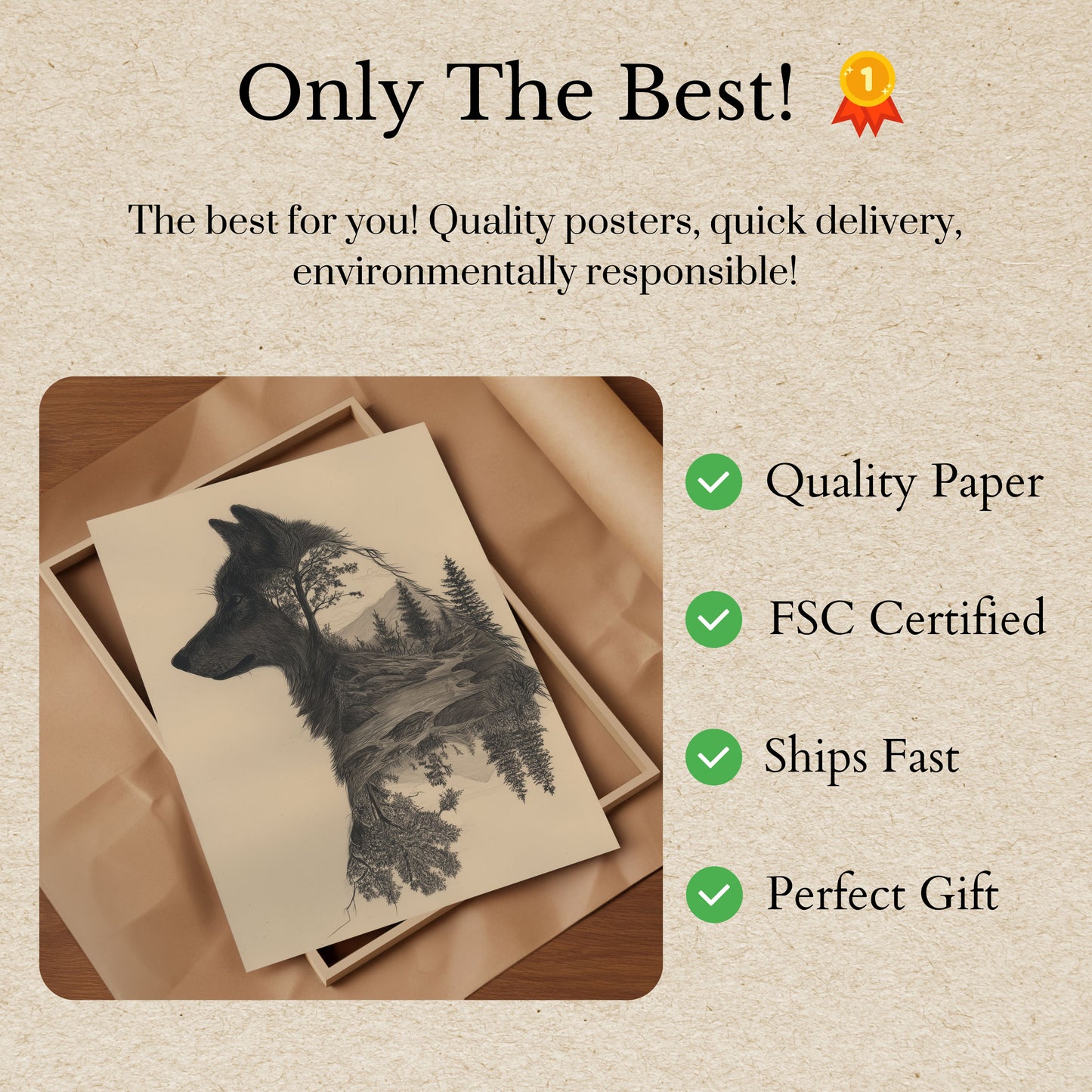 Forest Spirit Wolf Landscape Poster