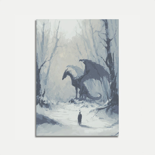 Mystical Dragons Winter Forest Poster