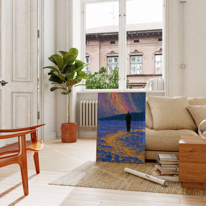 Cosmic Aurora Beach Contemplation Poster
