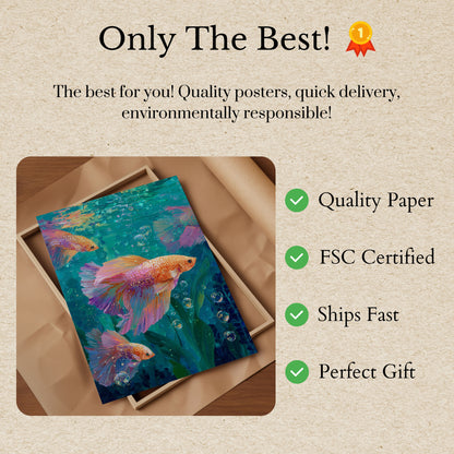 Vibrant Betta Fish Underwater Poster