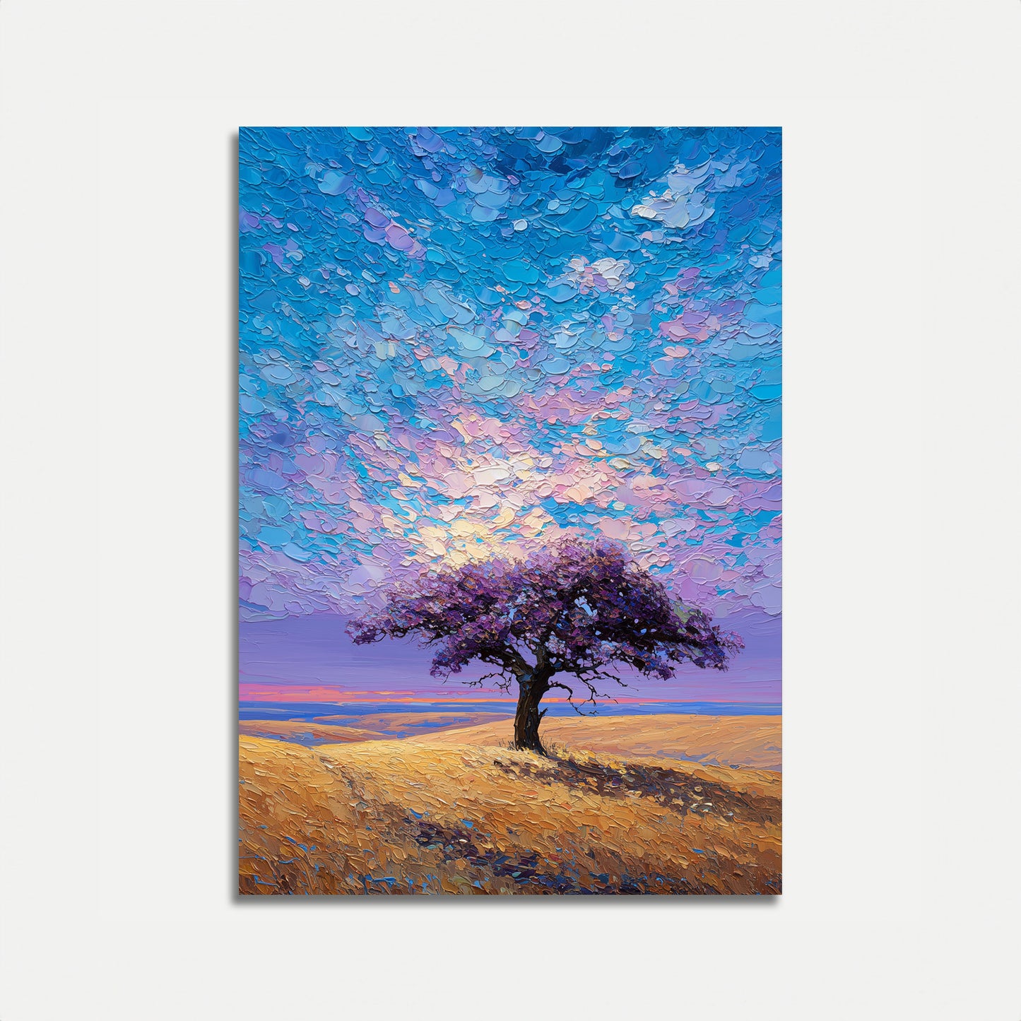 Ensomtræ Solnedgang Himmel Plakat