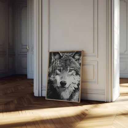 Intense Wolf Black and White Poster