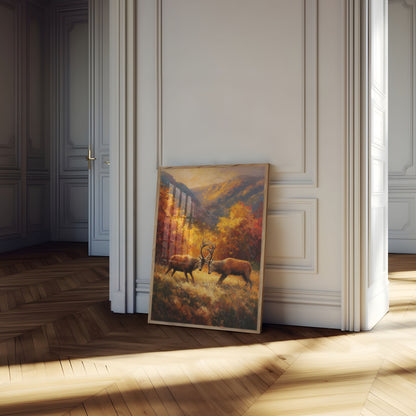 Majestic Deer Autumn Valley Poster