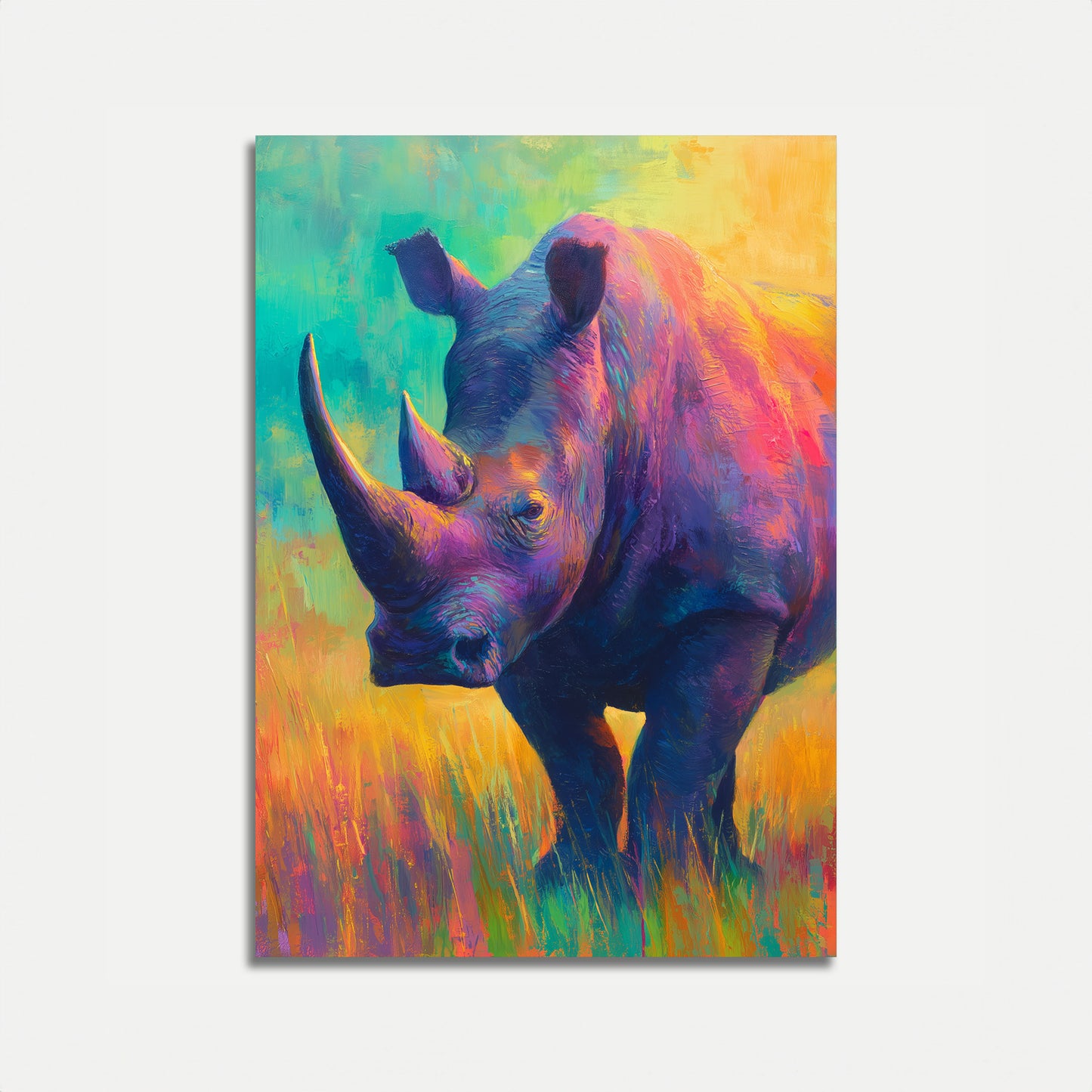 Colorful Rhino Wildlife Art Poster