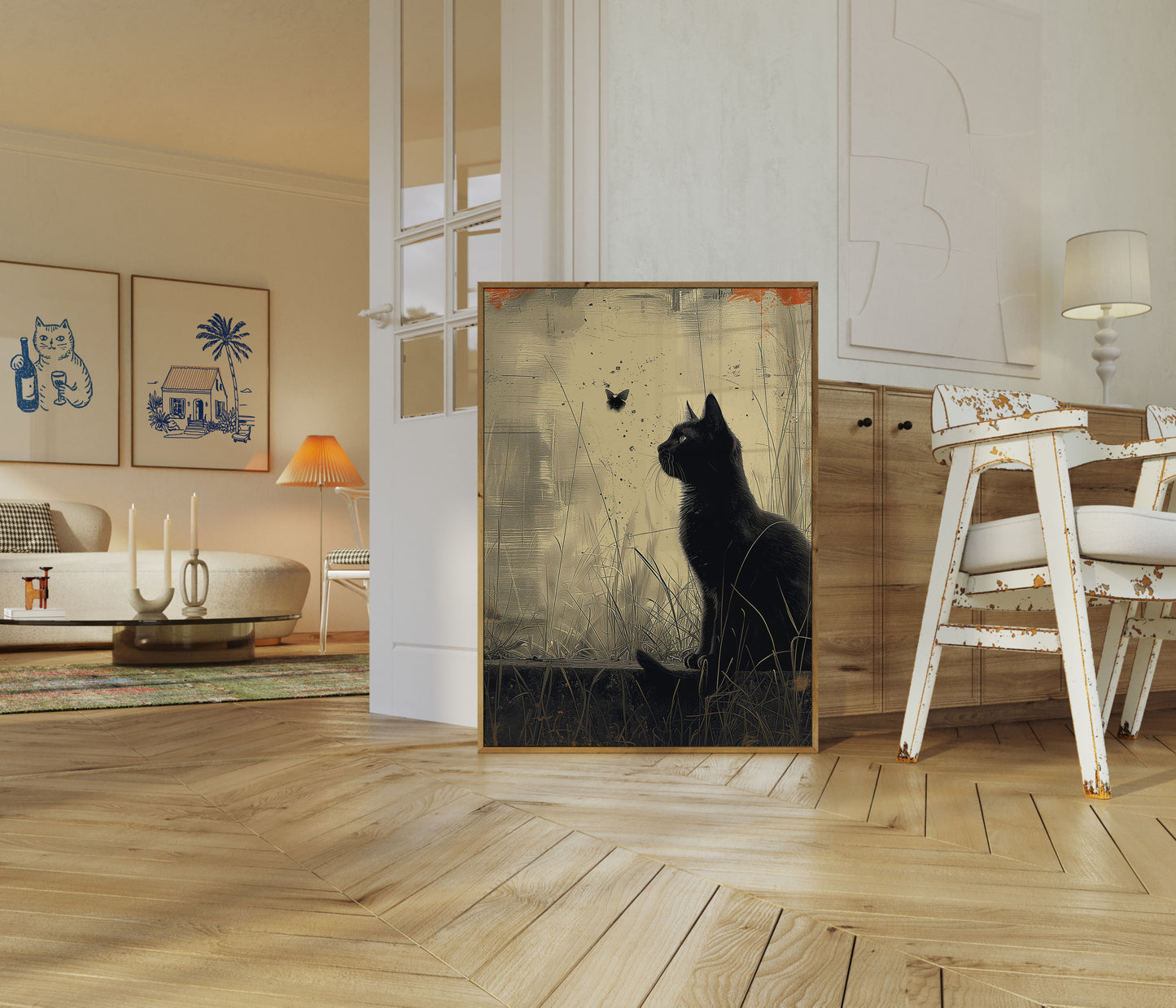 Black Cat Butterfly Dream Poster