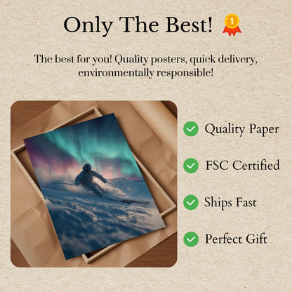 Aurora Skiløper Under Nordlyset Plakat