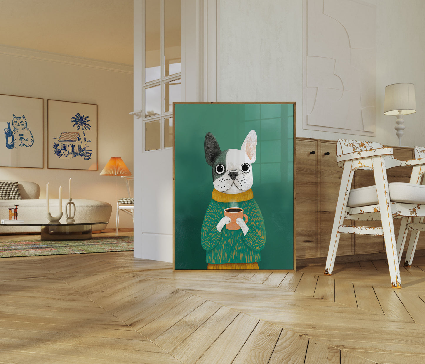 Plakat Miłośnika Kawy Buldog Francuski
