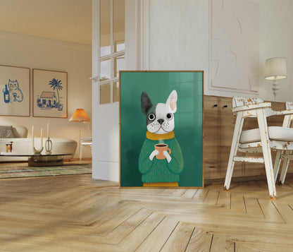 Plakat Miłośnika Kawy Buldog Francuski