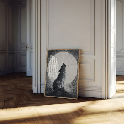 Moonlit Wolf Silhouette Poster