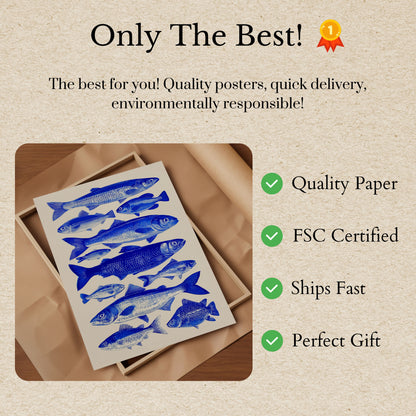 Póster de variedades de pescado azul
