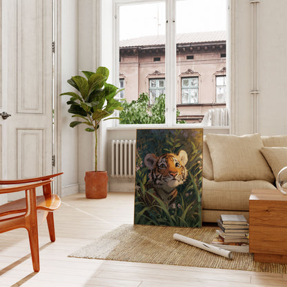 Tiger Cub in Wildflowers Poster