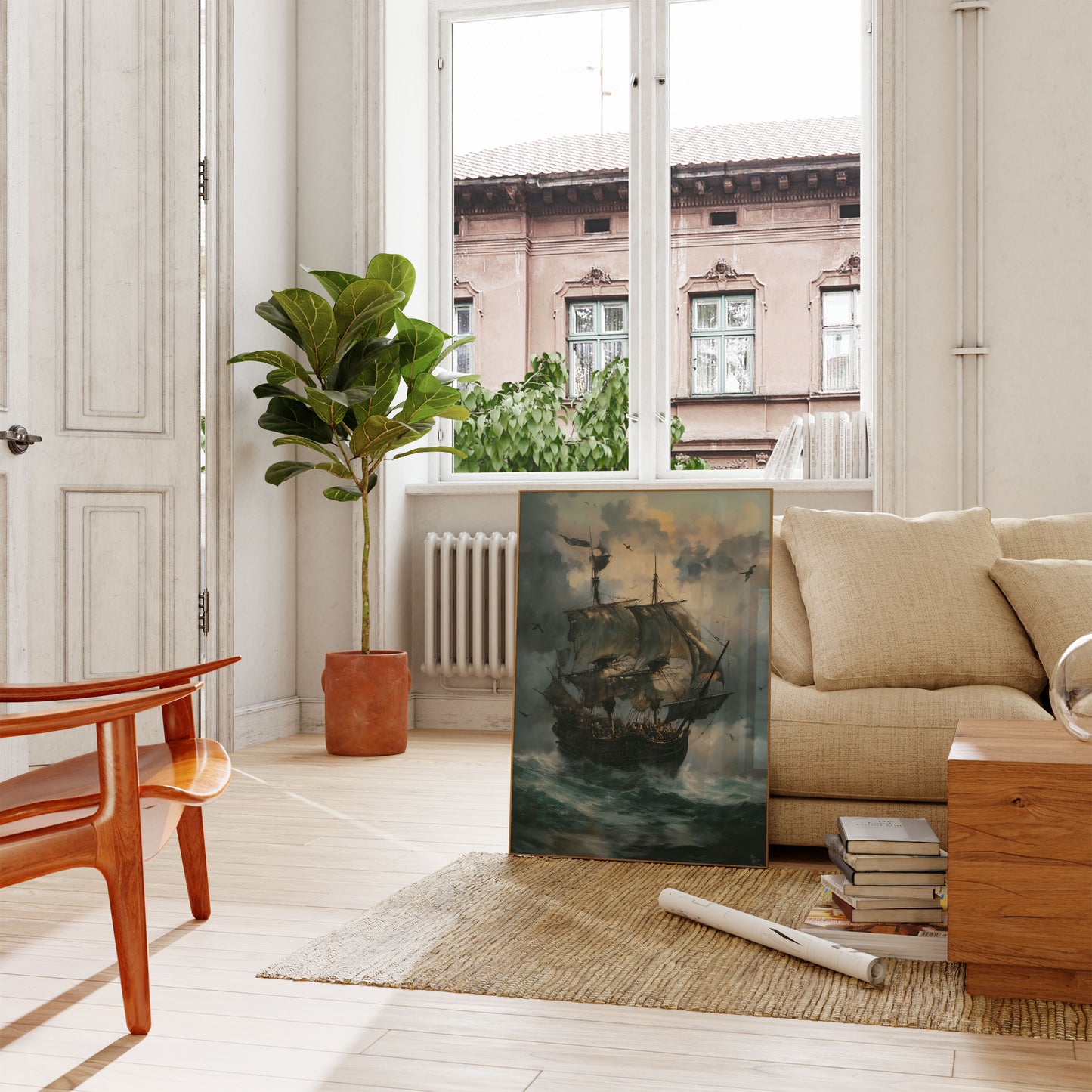 Stormy Pirate Ship Nautical Poster