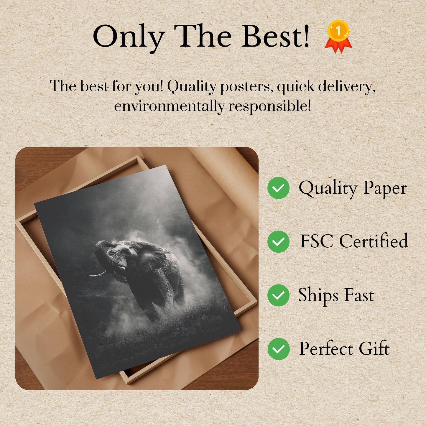 Mystical Elephant in Mist Poster