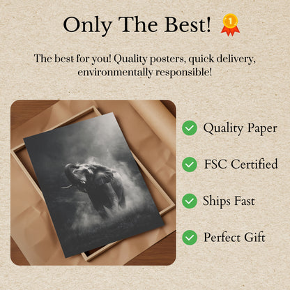 Mystical Elephant in Mist Poster