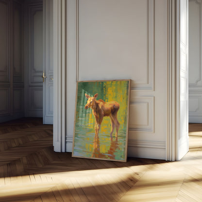 Ung Älg i Vatten Poster