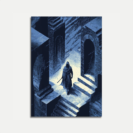 Cavaliere Medievale nel Corridoio di Pietra Poster