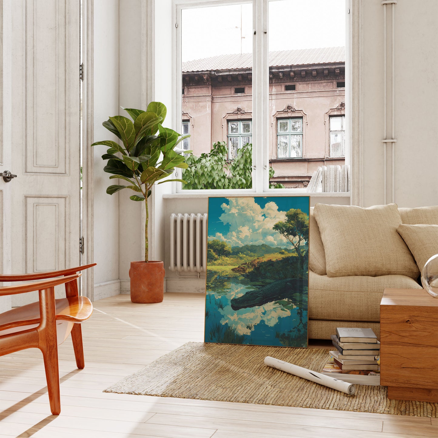 Póster de paisaje sereno del río Cocodrilo