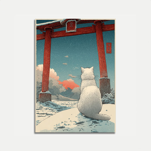 Weißes Katzen-Winter-Gateway-Plakat