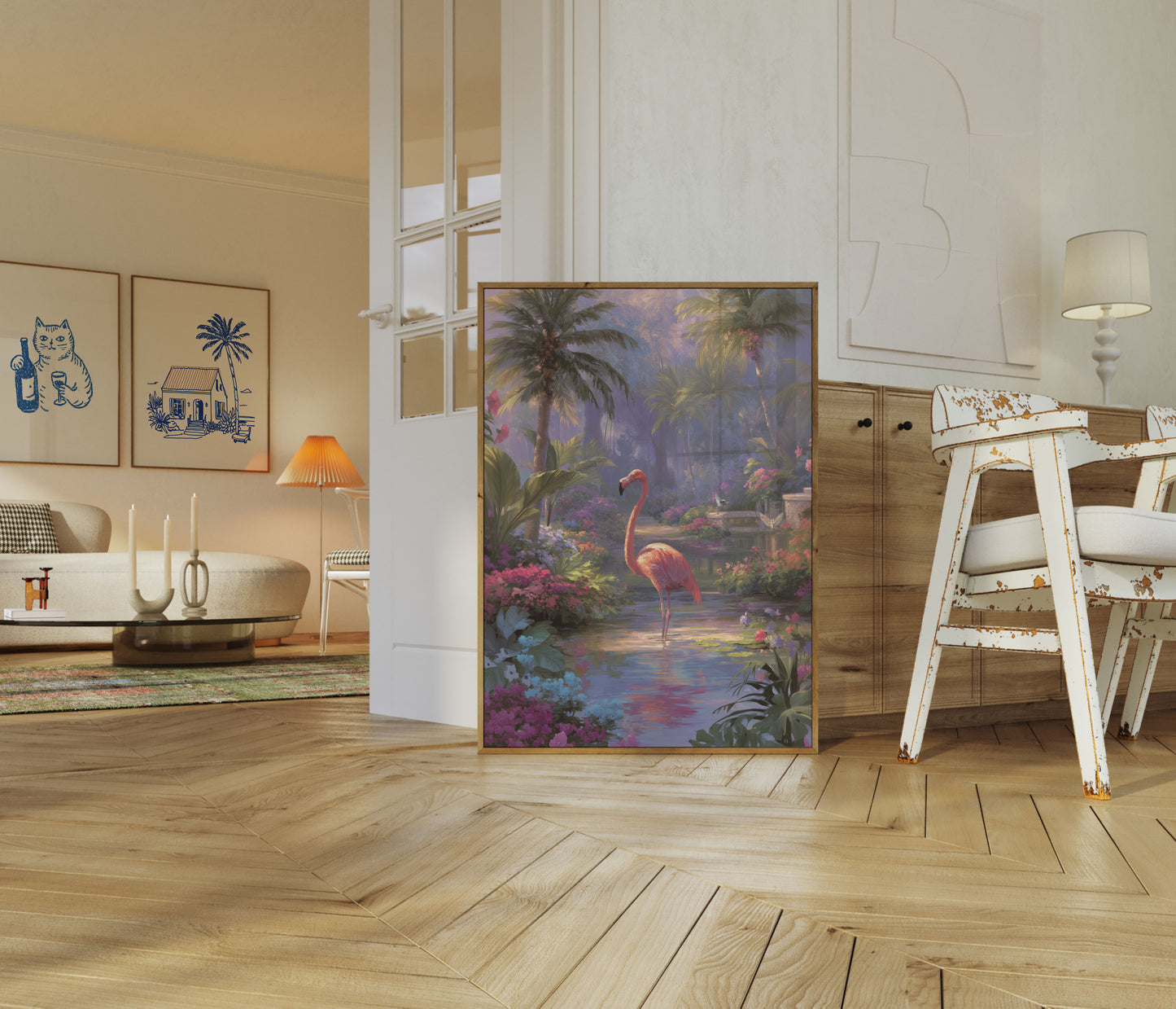 Tropical Flamingo Garden Poster