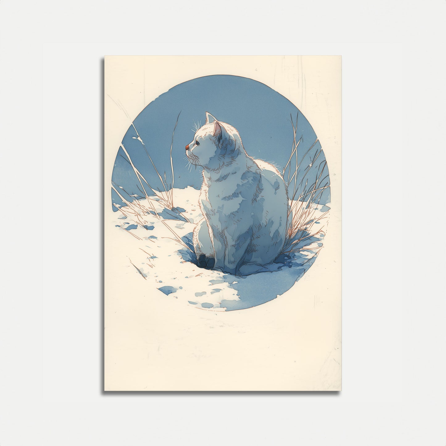 Winterkatze im Schnee Poster