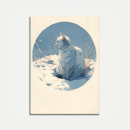 Winterkatze im Schnee Poster