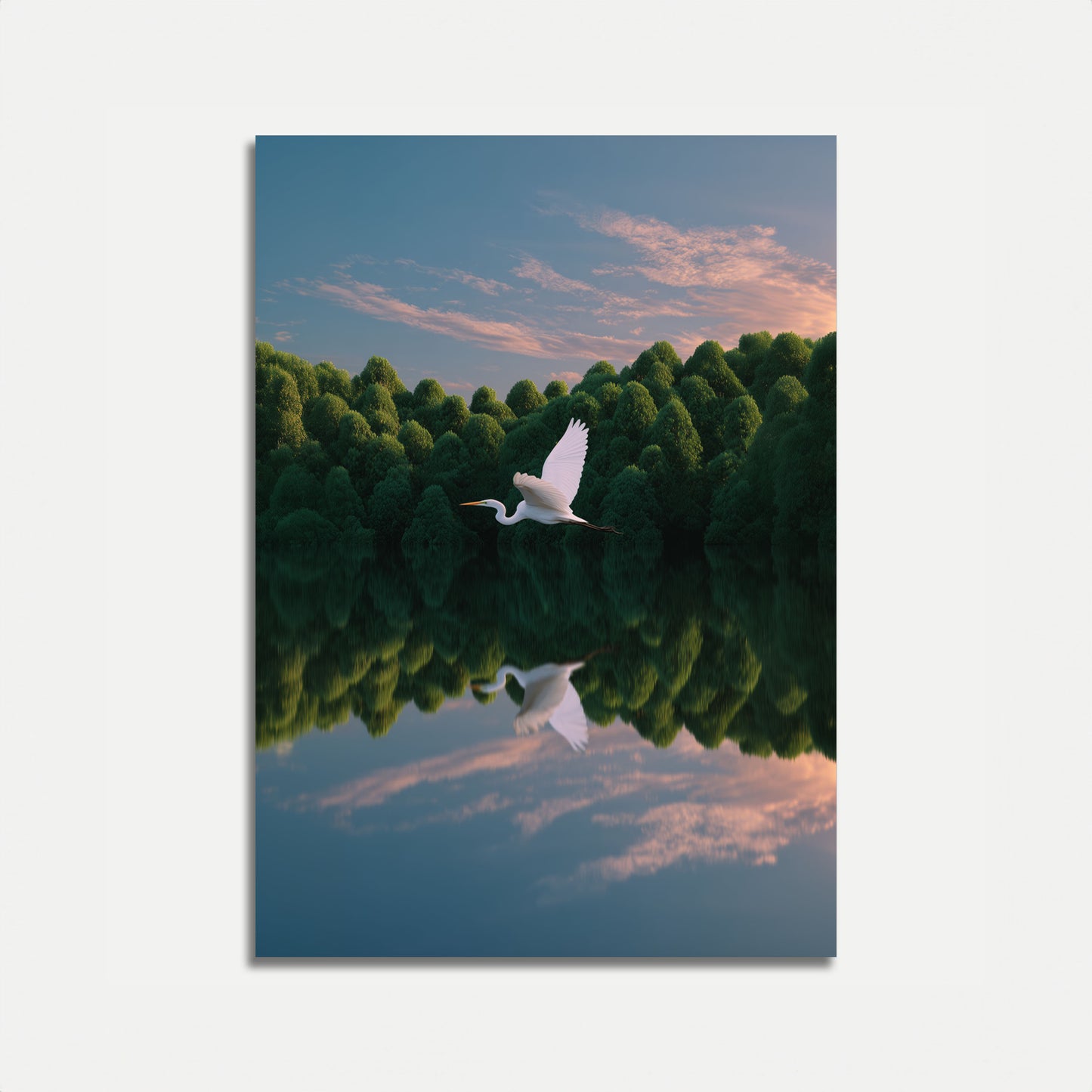 Weißer Reiher Wald Reflexion Poster