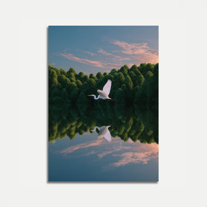 Weißer Reiher Wald Reflexion Poster