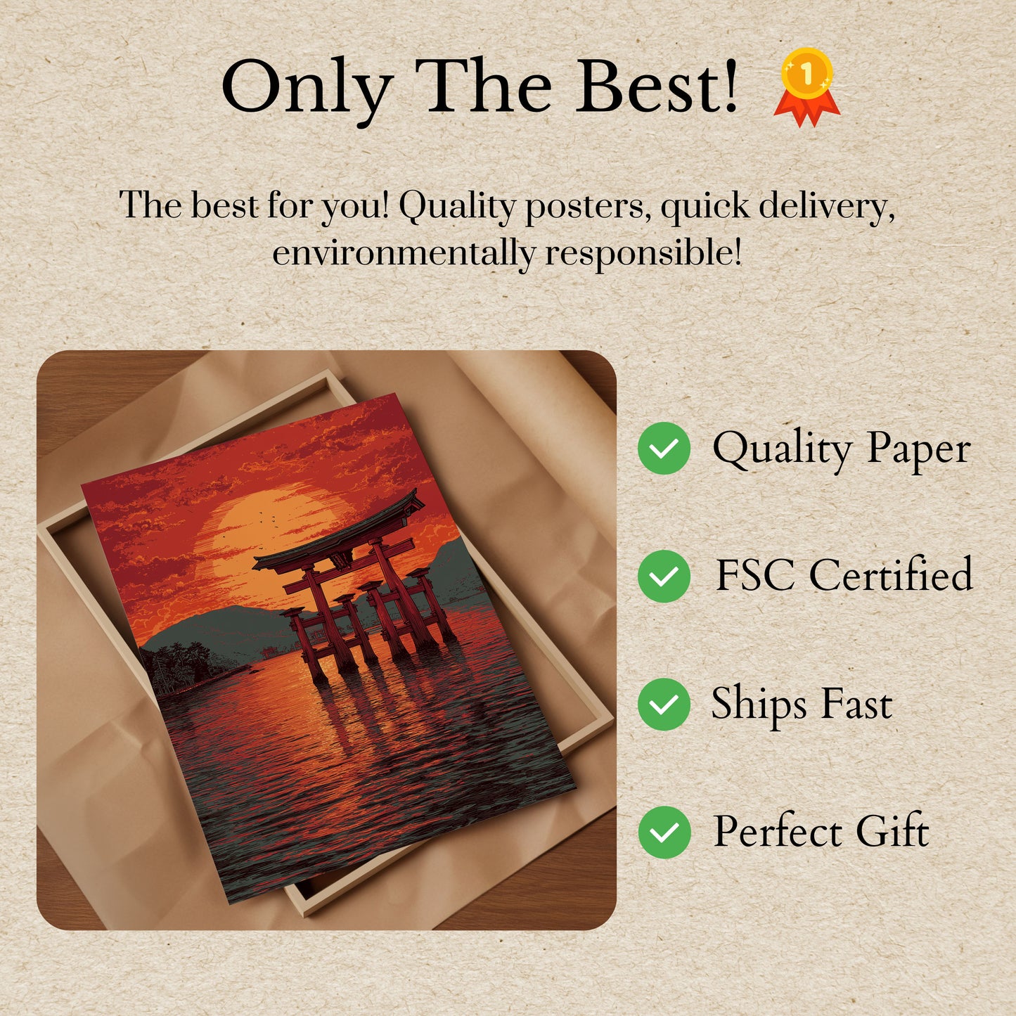 Japanese Torii Gate Sunset Poster
