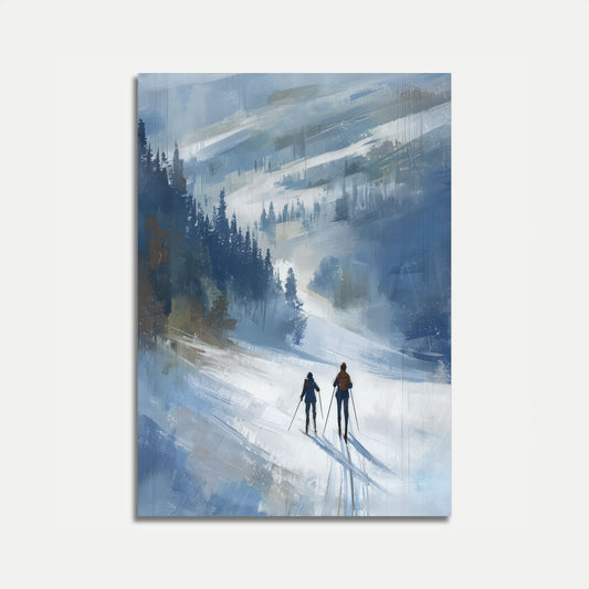 Póster de paisaje sereno de montaña de esquí