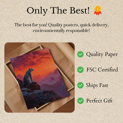Sneeuwluipaard Berg Zonsondergang Poster