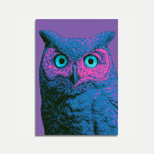 Neonová sova Pop Art plakát