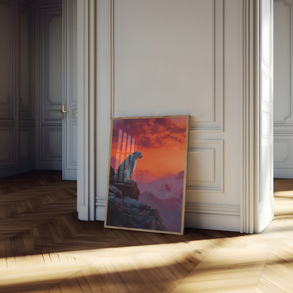 Sneeuwluipaard Berg Zonsondergang Poster