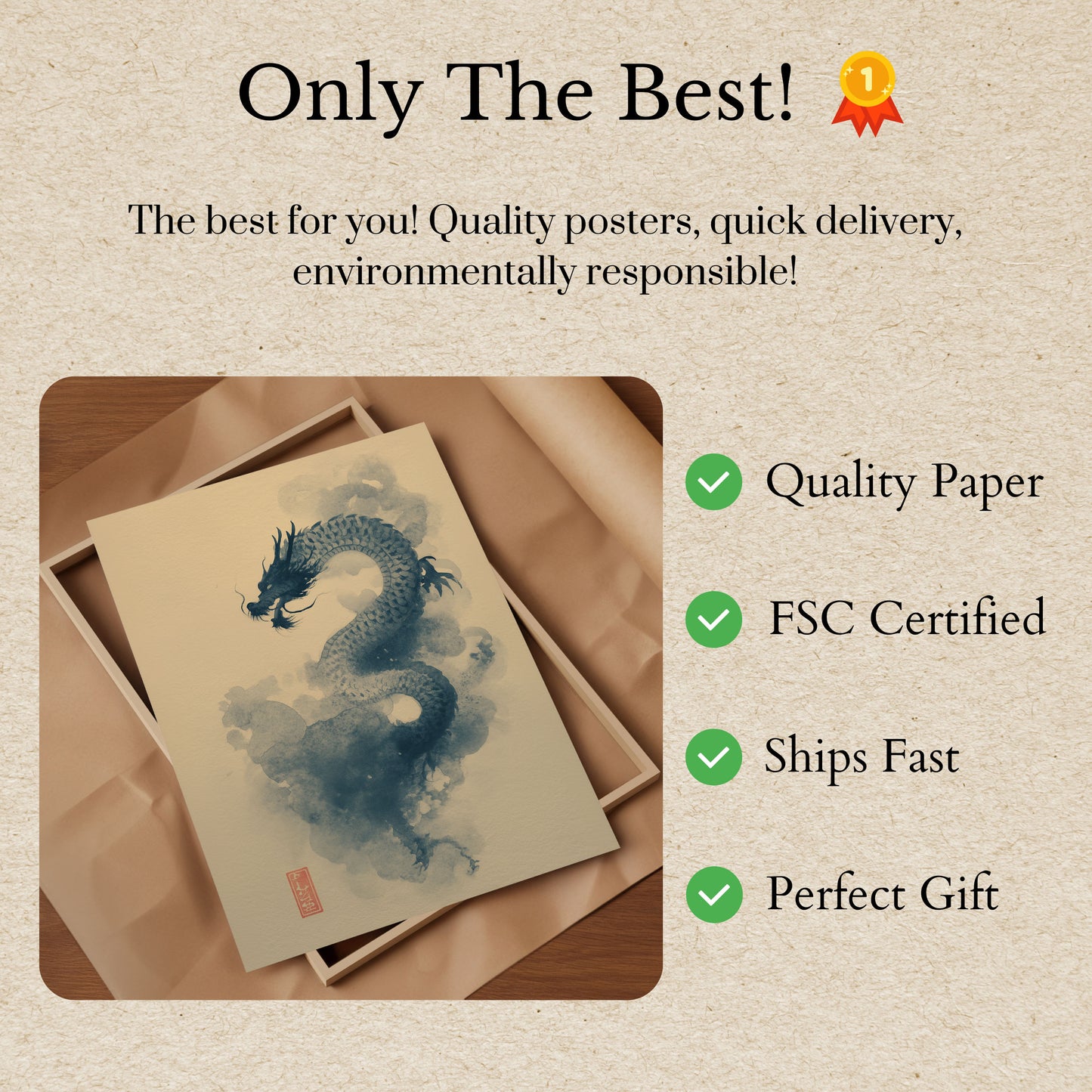 Affiche du dragon mystique oriental