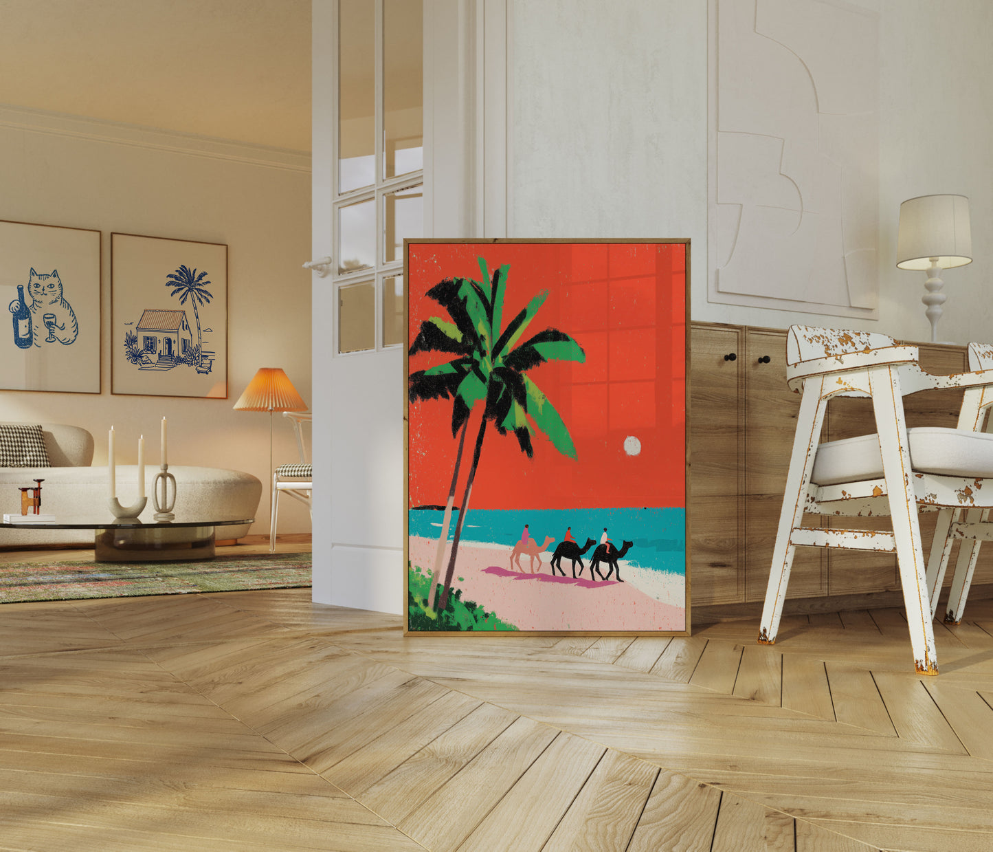 Tropical Camel Beach Sunset Poster